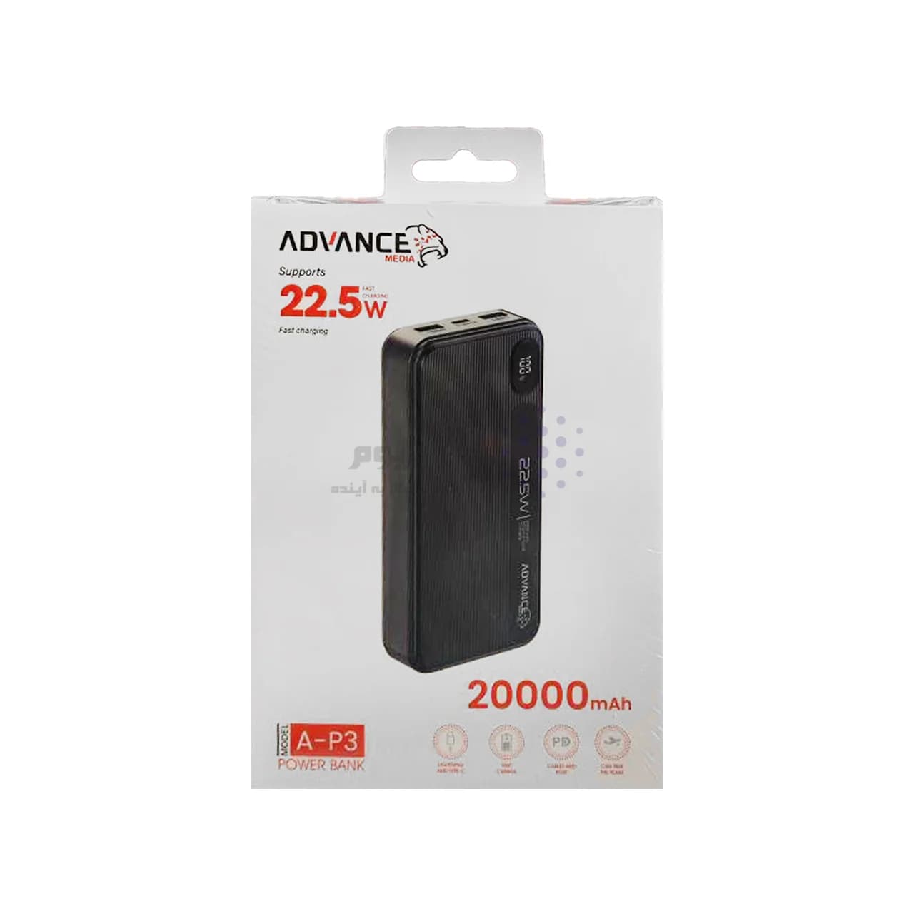 پاوربانک PD و فست شارژ Advance Media 20000mAh مدل A-P3 22.5W – مشکی (گارانتی یکساله ویستا حافظه) — تصویر ۵