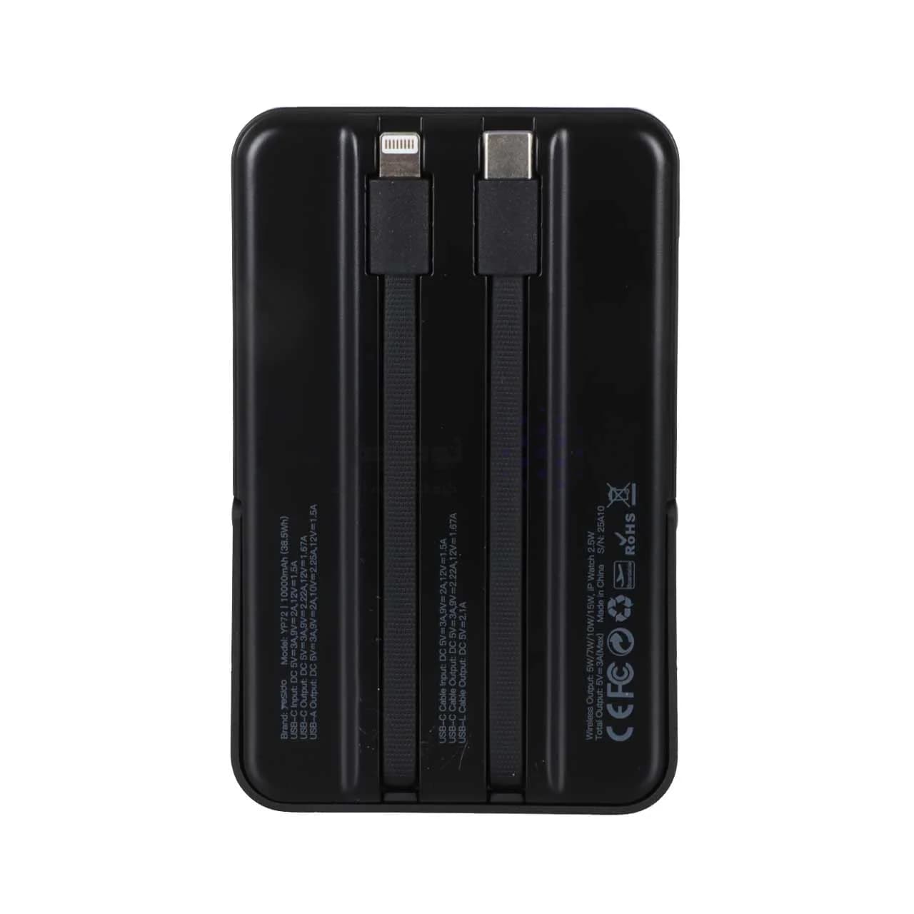 پاوربانک وایرلس (PD و فست شارژ) Yesido 10000mAh مدل YP72 22.5W – مشکی (گارانتی 18 ماه تعویض نیکان همراه) — تصویر ۳