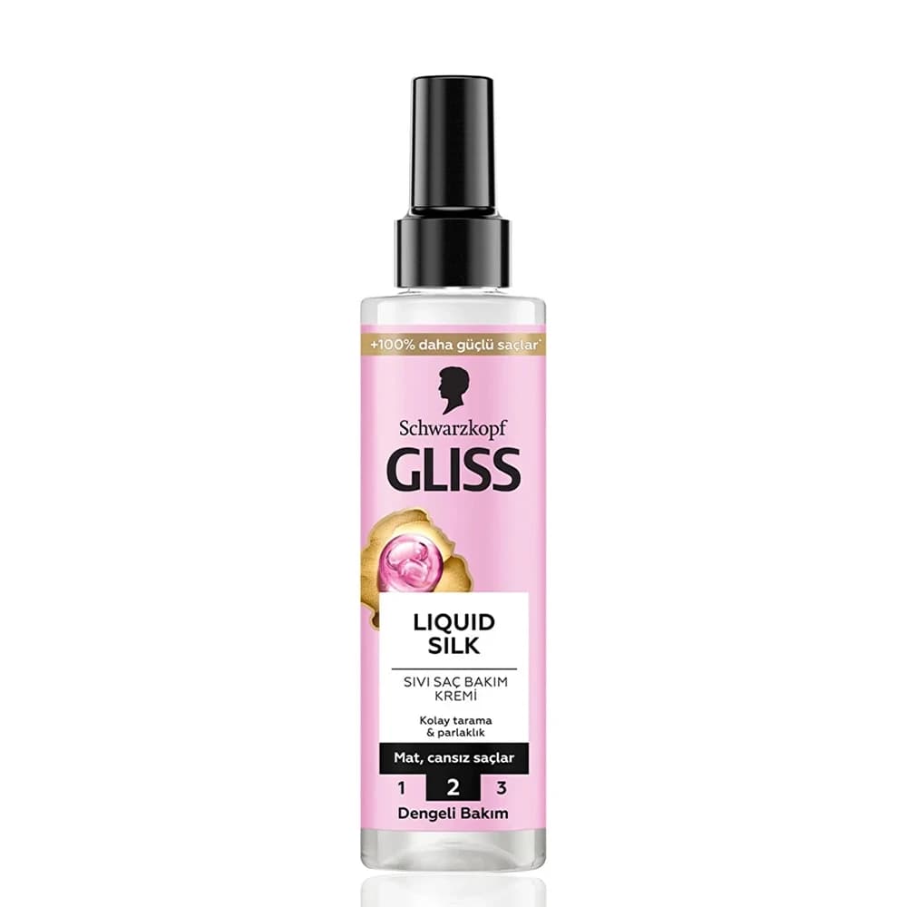 اسپری دوفاز مو گلیس مدل LIQUID SILK حاوی سرامید و کراتین مناسب موهای کدر و شکننده حجم 200 میلیلیتر — تصویر ۲