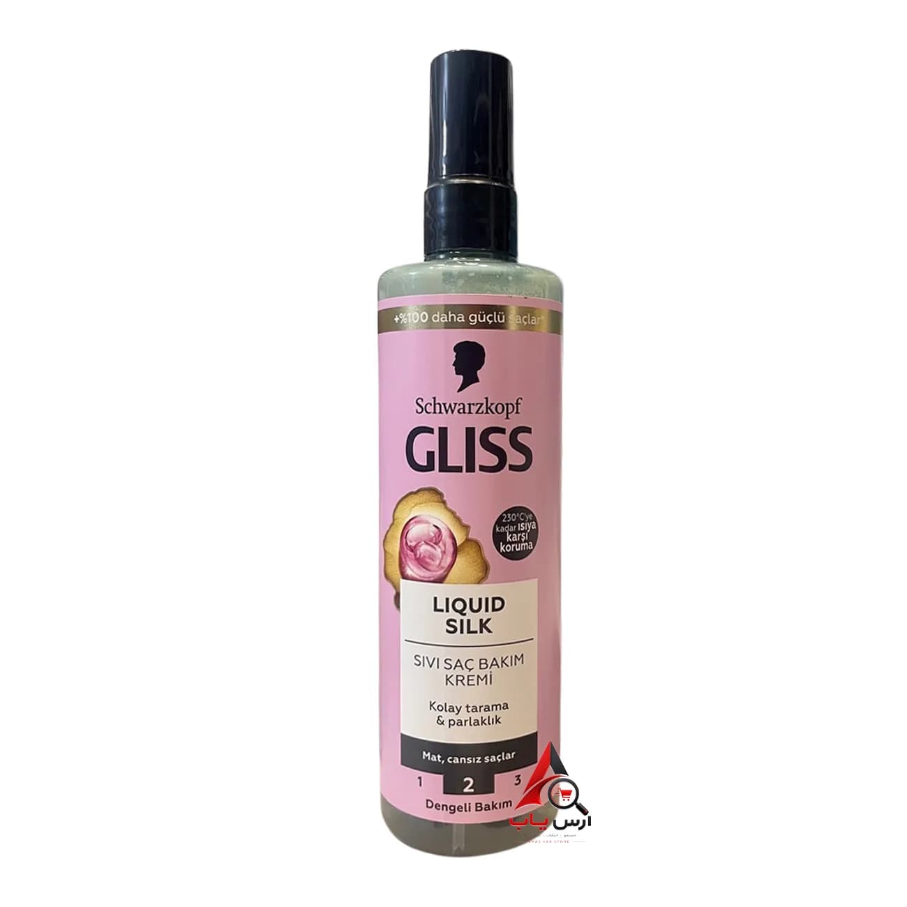 اسپری دوفاز مو گلیس مدل LIQUID SILK حاوی سرامید و کراتین مناسب موهای کدر و شکننده حجم 200 میلیلیتر — تصویر ۳