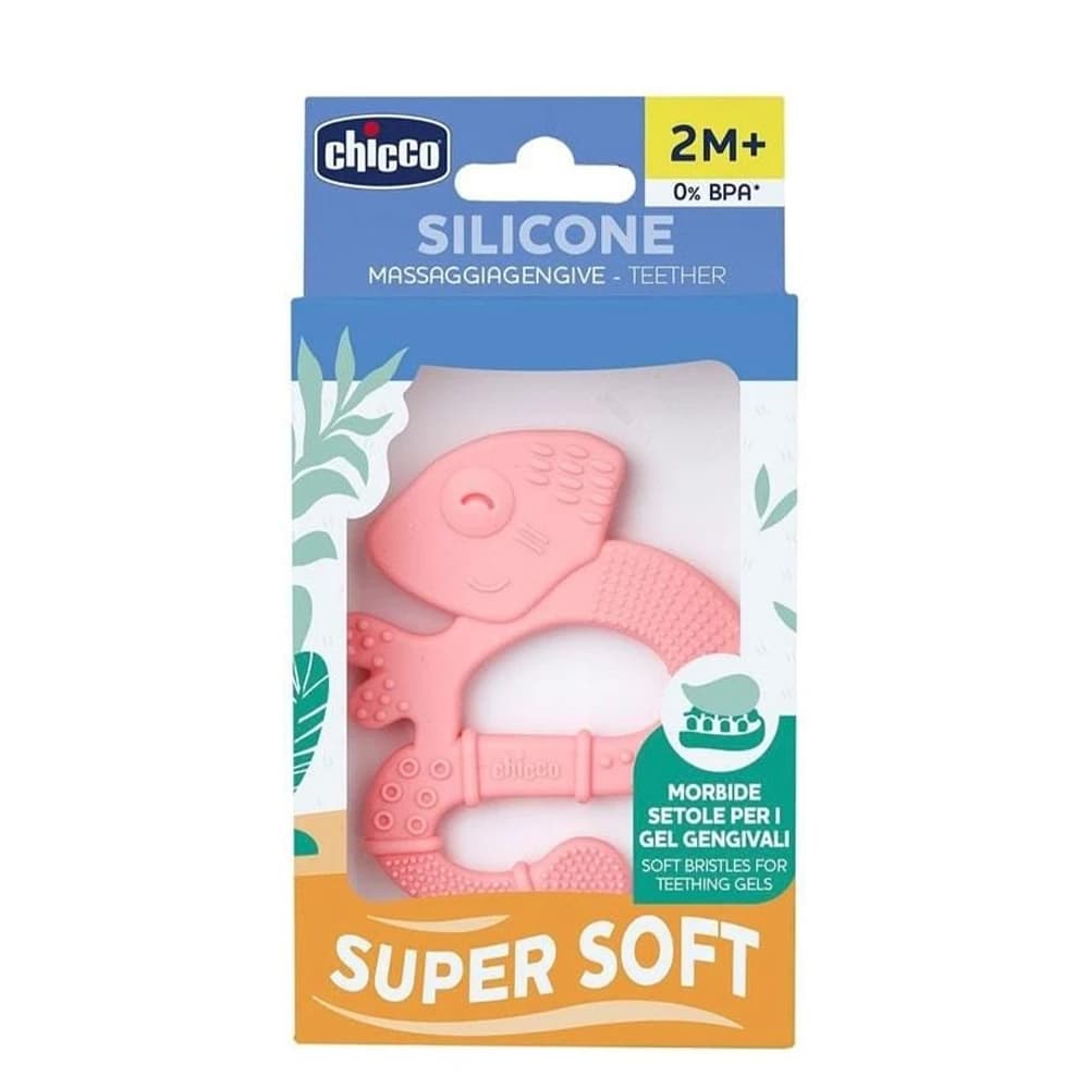 دندانگیر سیلیکونی کودک چیکو ایتالیا طرح LIZARD دخترانه فوقالعاده نرم مناسب 2 ماه به بالا