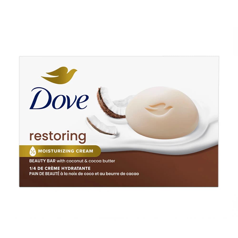 صابون مرطوبکننده داو کانادا مدل restoring رایحه نارگیل و کره کاکائو وزن 106 گرم