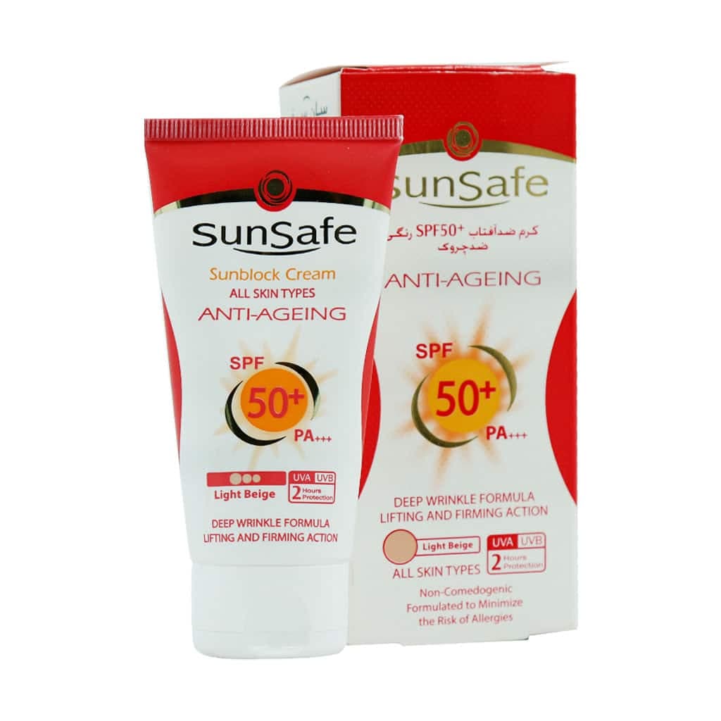 کرم ضد آفتاب و ضد چروک سان سیف بی رنگ SPF50 | محافظت طولانیمدت از پوست