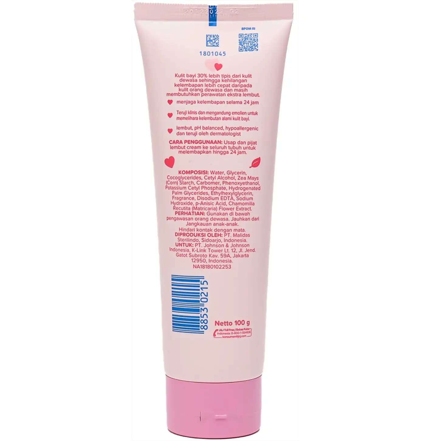 کرم کودک مرطوب کننده جانسون تیوبی 100 گرمی Johnson’s Intense Moisturization Baby Cream — تصویر ۳