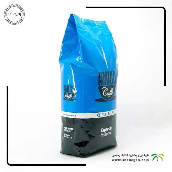 دانه قهوه آمیکو آبی (امیکو کوالیتا بلو) 1 کیلویی Amico Caffe Qualita Blu Espresso Italiano — تصویر ۳