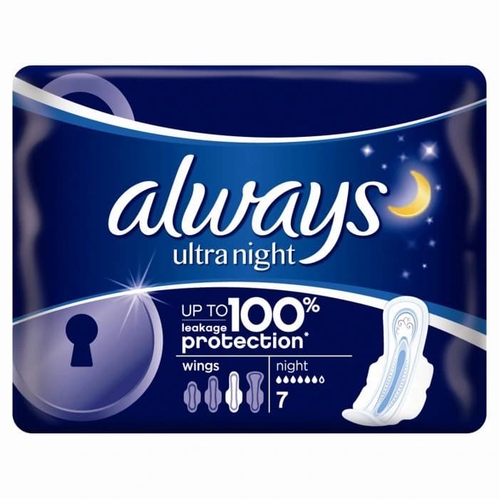 نوار بهداشتی بالدار اولترا بزرگ مخصوص شب 7 عددی Always Ultra Sanitary Napkins — تصویر ۴