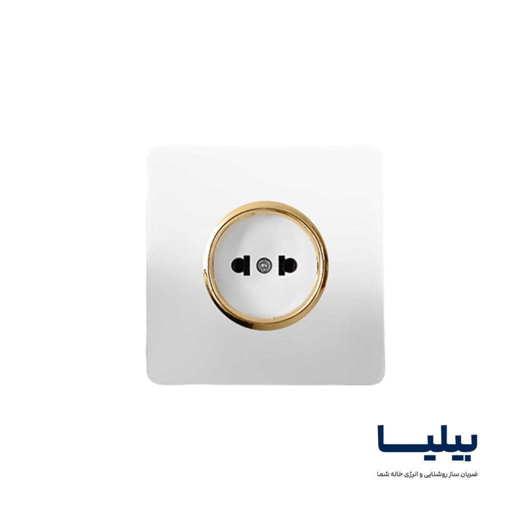 پریز ساده کریستال سفید طلائی آسیا الکتریک
