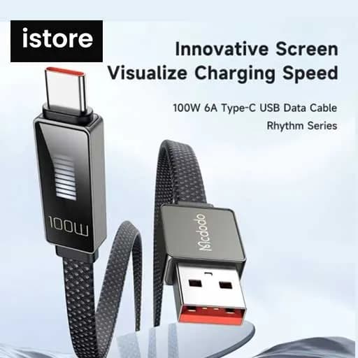 کابل شارژ سریع USB به تایپ سی 100 وات مک دودو مدل MCDODO CA-4980 طول 1.2 متر خاکستری | MCDODO CA-498 LED Rhythm 100W Fast Charging 6A USB-A to Type-c Data Cable 1.2m — تصویر ۹