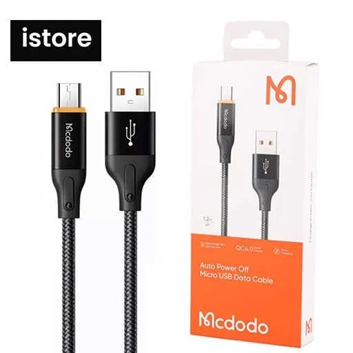 کابل شارژ تایپ بی 3 آمپر قطع کن دار 1.2 متری مک دودو CA-3040 نو با گارنتی | micro usb cable Mcdodo ca-3040 — تصویر ۴