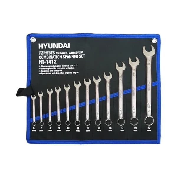 ست آچار یک سر رینگ یک سر تخت هیوندای 12 عددی مدل HT-1412 — تصویر ۸