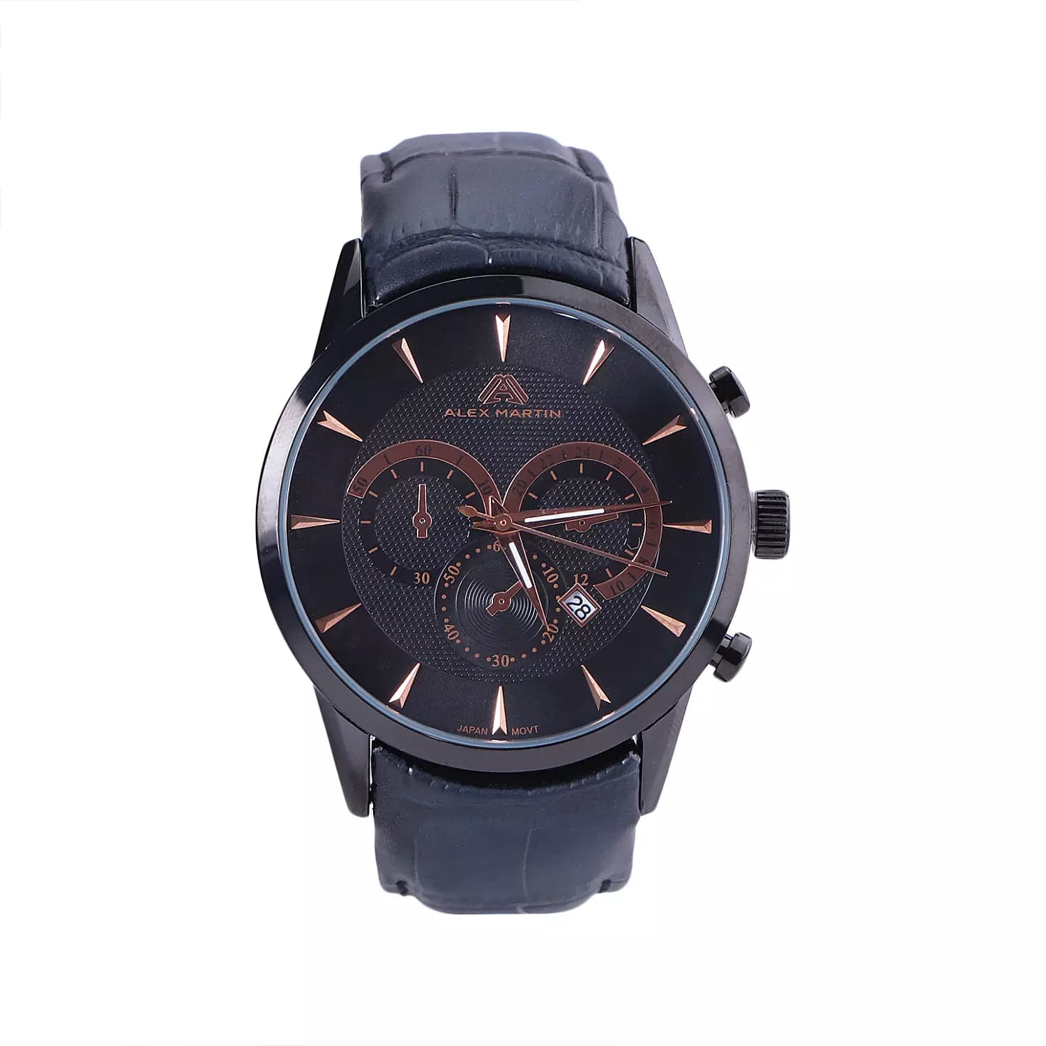 ساعت مچی مردانه الکس مارتین بند چرم تمام مشکی AM7136/2G