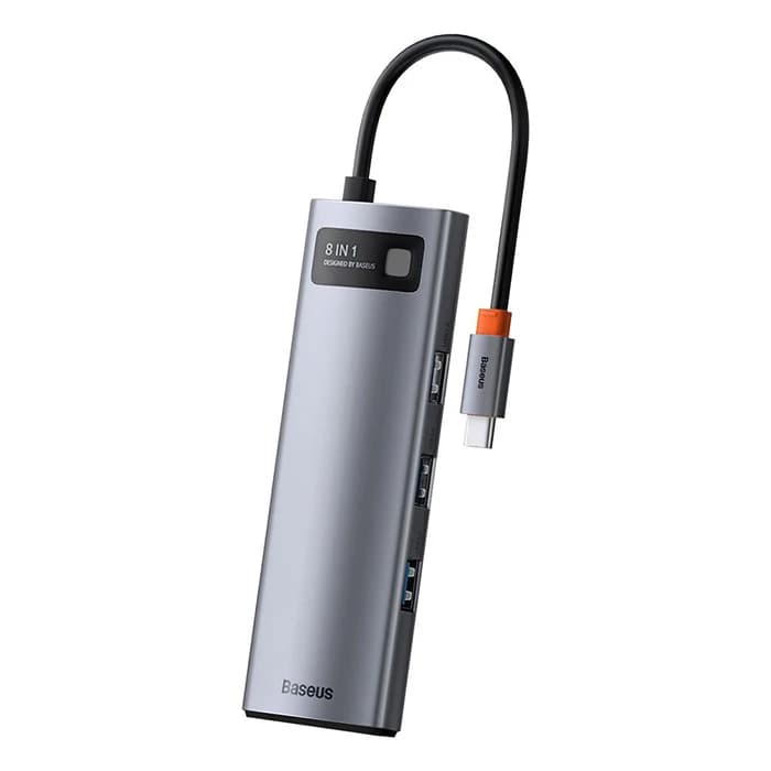 هاب 8 پورت بیسوس Baseus CAHUB-CV0G HUB 8in1 Gleam Metal — تصویر ۵