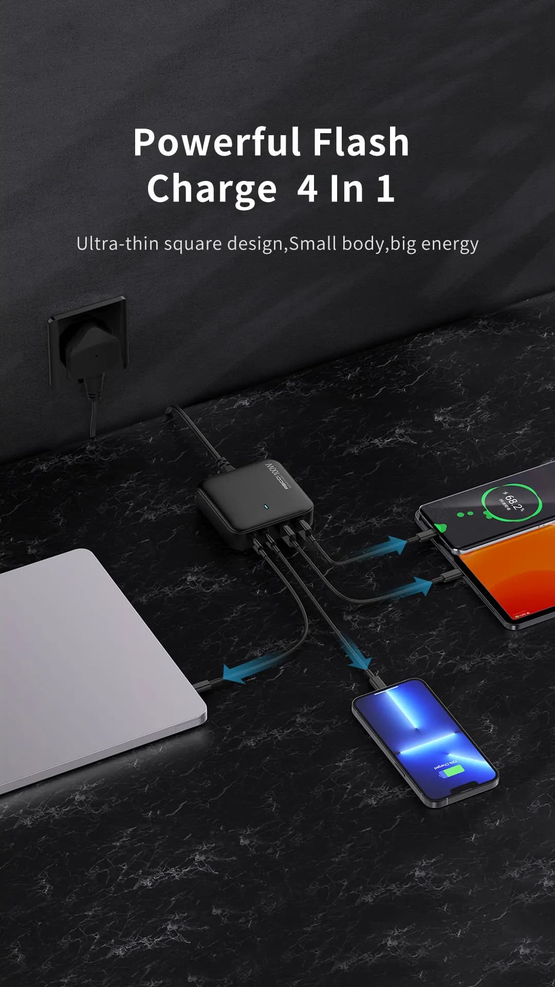 شارژر رومیزی فست شارژ رچی مدل Recci GaN Desktop Charger RC39 توان 100W — تصویر ۷