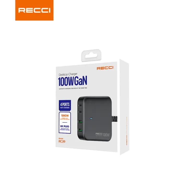 شارژر رومیزی فست شارژ رچی مدل Recci GaN Desktop Charger RC39 توان 100W — تصویر ۶