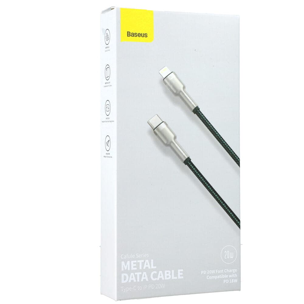 کابل لایتنینگ به Type C فست شارژ بیسوس Baseus Cafule Metal PD CATLJK-B طول 2 متر توان 20 وات — تصویر ۳