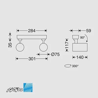 چراغ سقفی روکار 35 وات دوقلو مدل هانی سری optimax مازی نور — تصویر ۴