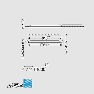 پنل 60*60 توکار 42 وات بک لایت برای سقف یکپارچه اپتیلد سری optimax مازی نور — تصویر ۳