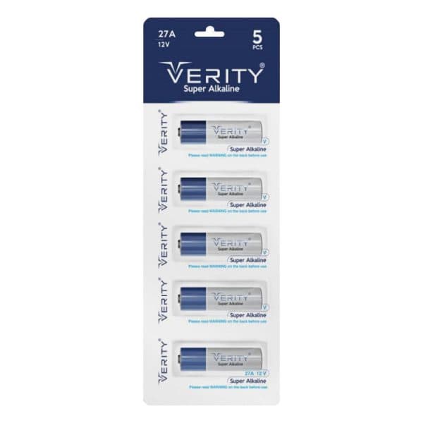 باتری ریموت کنترل 27A وریتی بسته ۵ تایی ا Verity Super Alkaline 12V 27A Battery — تصویر ۳