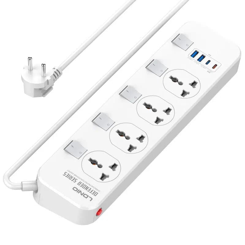 چند راهی 4 خانه ارت دار الدینیو با کابل 2 متری + شارژر USB و Type-C — تصویر ۱۲
