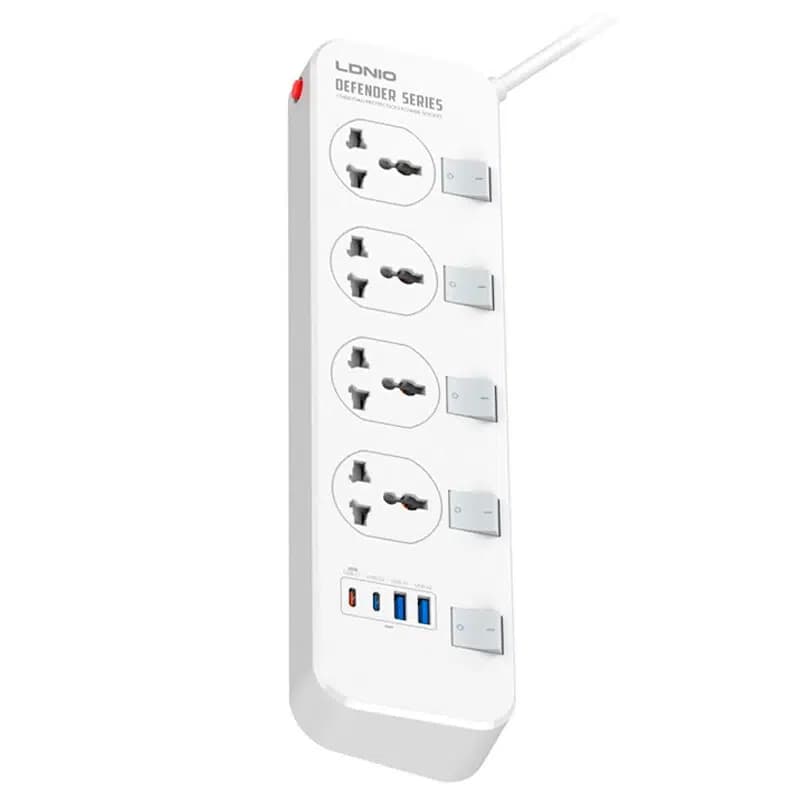 چند راهی 4 خانه ارت دار الدینیو با کابل 2 متری + شارژر USB و Type-C — تصویر ۶