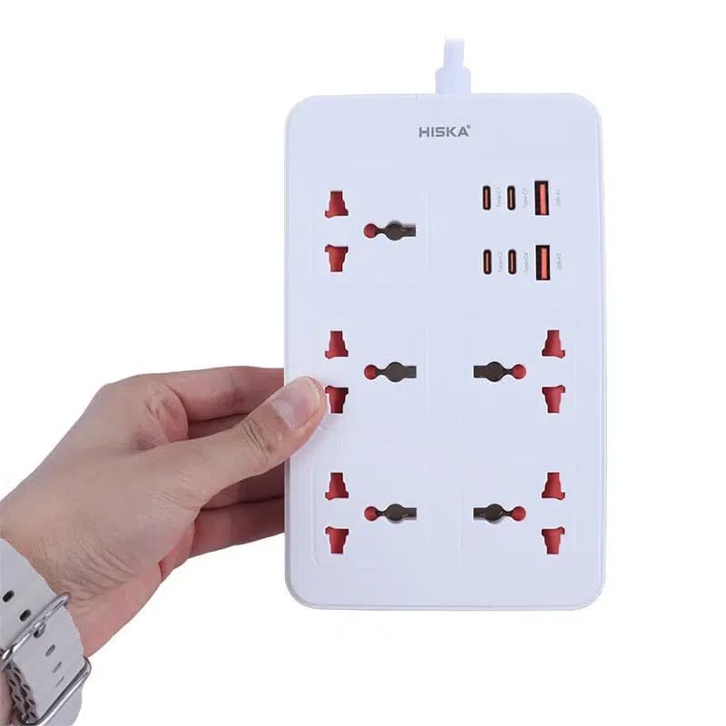 چند راهی 5 خانه هیسکا CH-5521 با کابل 2 متری + شارژر USB و Type-C — تصویر ۱۲