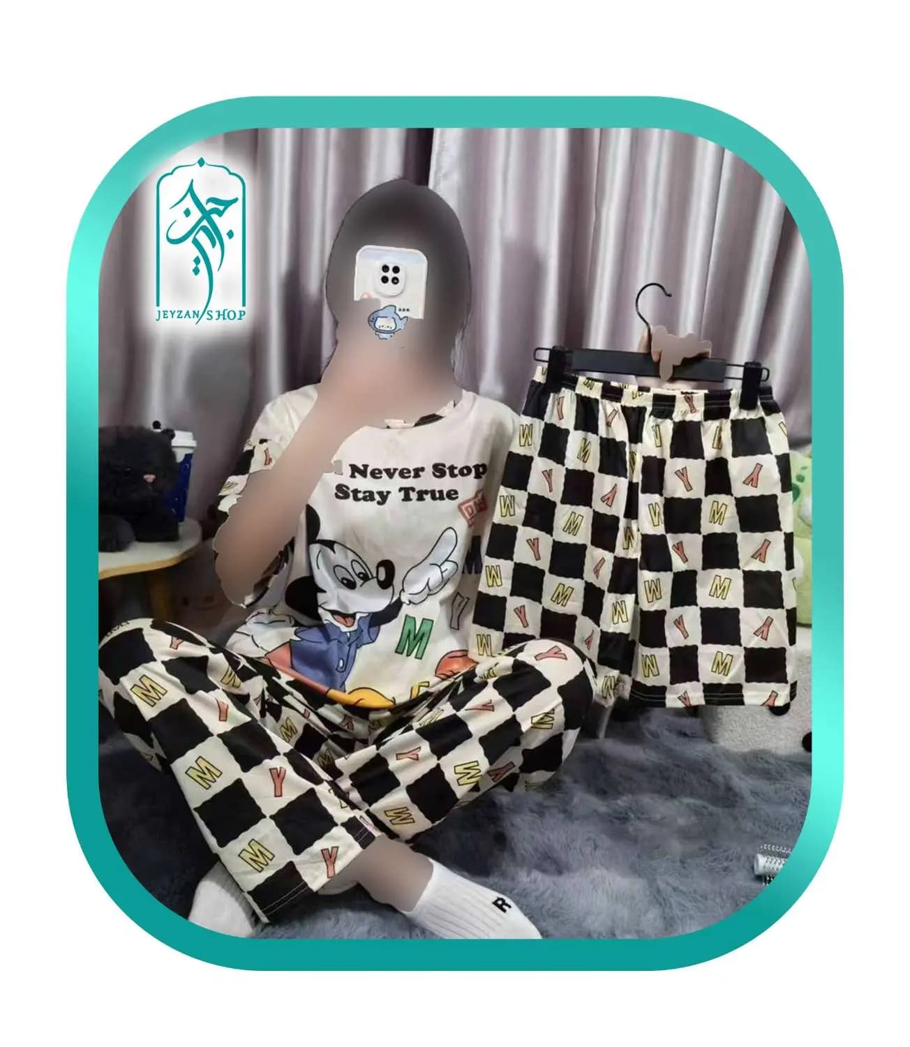 لباس ست 3 تکه زنانه طرح میکی موس NEVER STOP کد H179 — تصویر ۲
