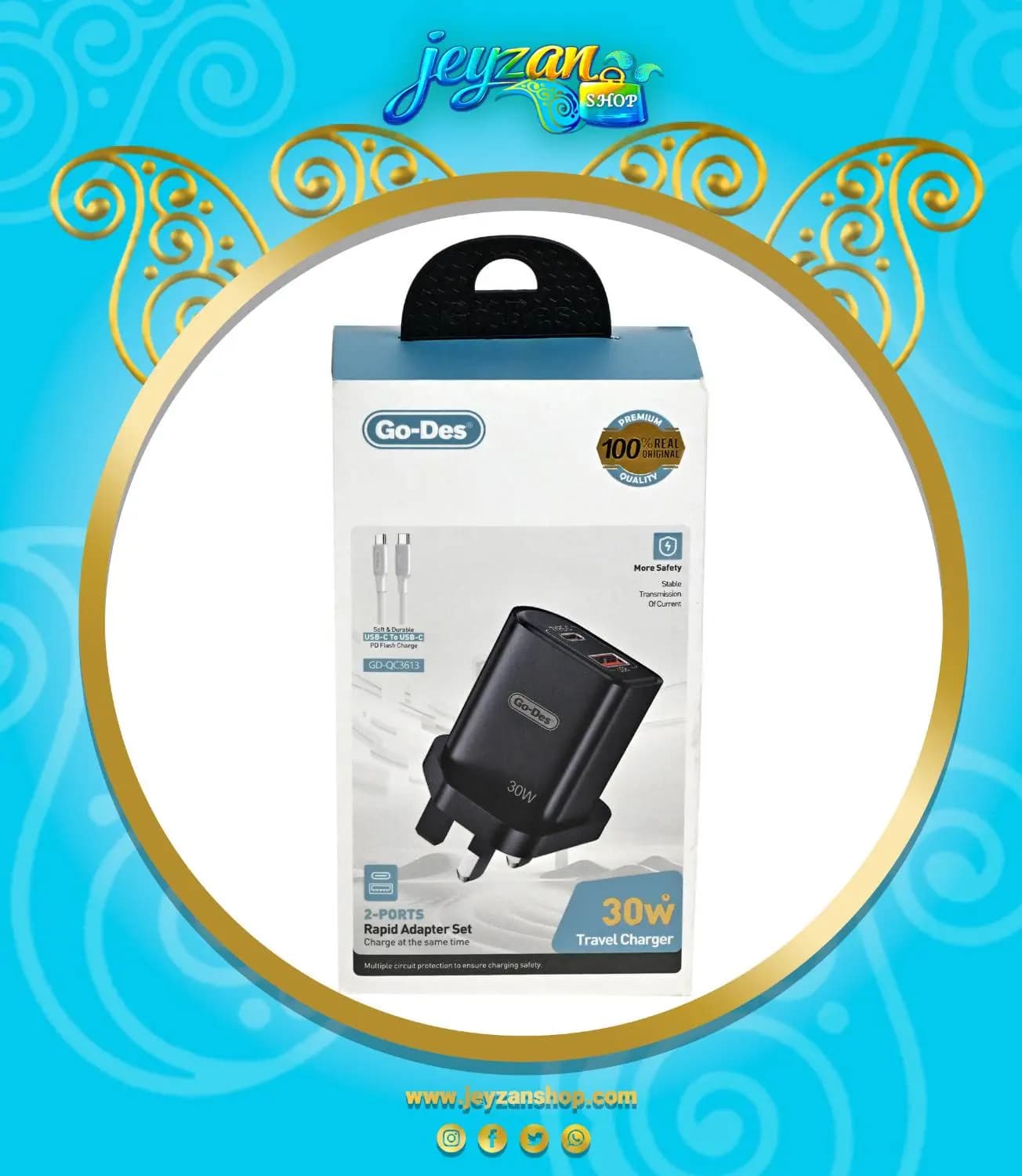 شارژر دیواری گودس 30 وات فست شارژ GD-QC3613