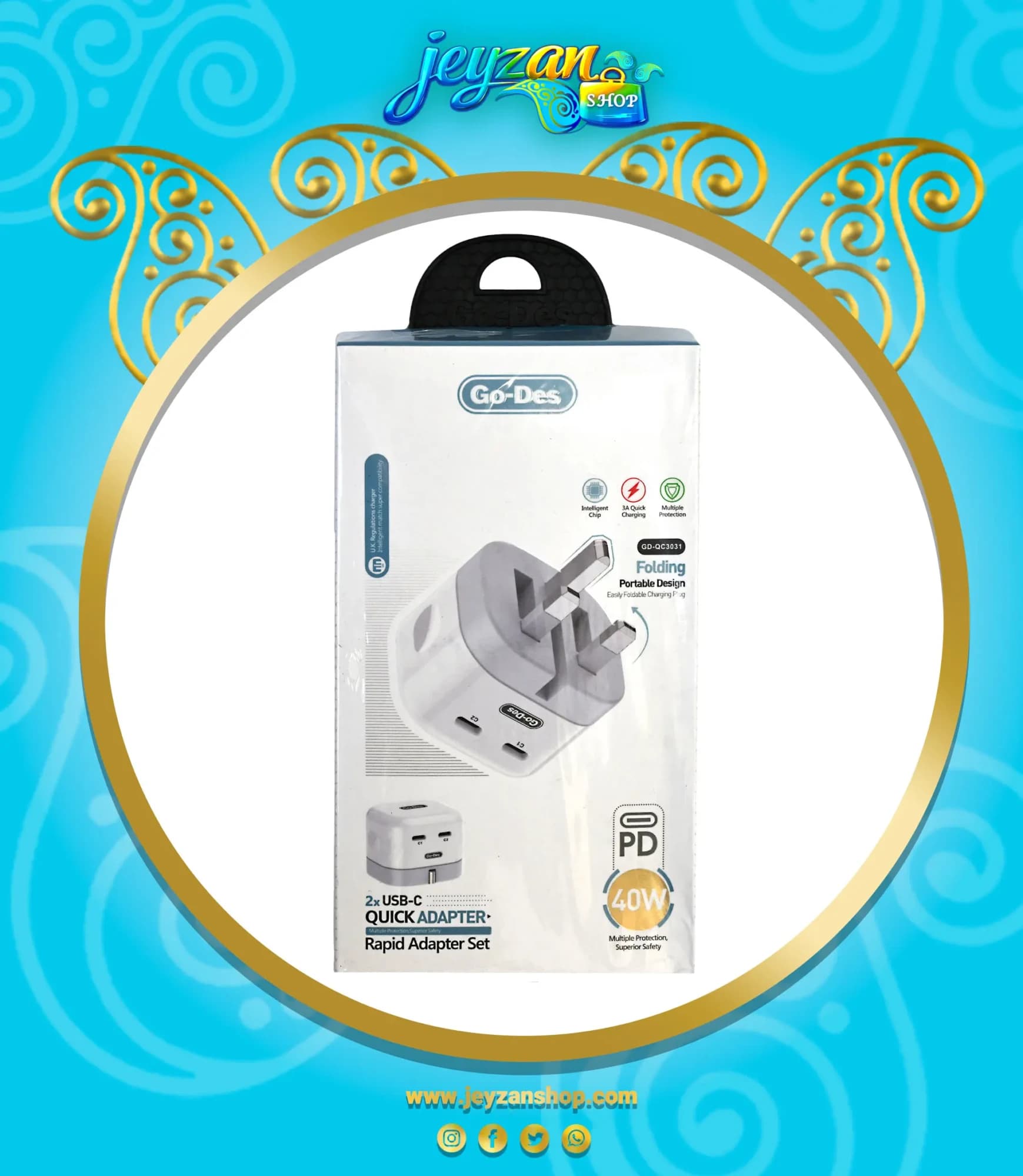 شارژر دیواری گودس 40 وات فست شارژ GD-QC3031 — تصویر ۶