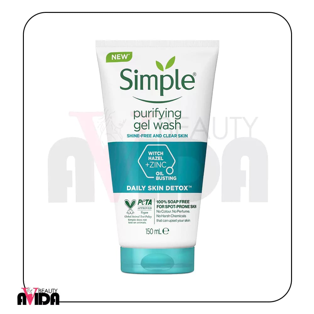 ژل شستشو صورت سیمپل مدل purifying gel wash پوست چرب و مختلط حجم 150 میلی لیتر — تصویر ۴