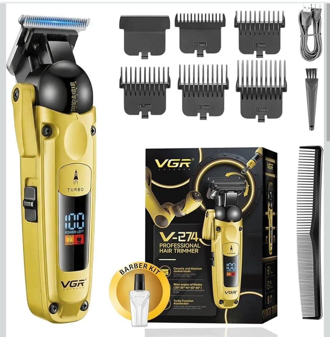 ماشین اصلاح و خطزن حرفهای ویجیآر مدل VGR V-274 با تیغه سرامیکی و تیتانیوم اصل