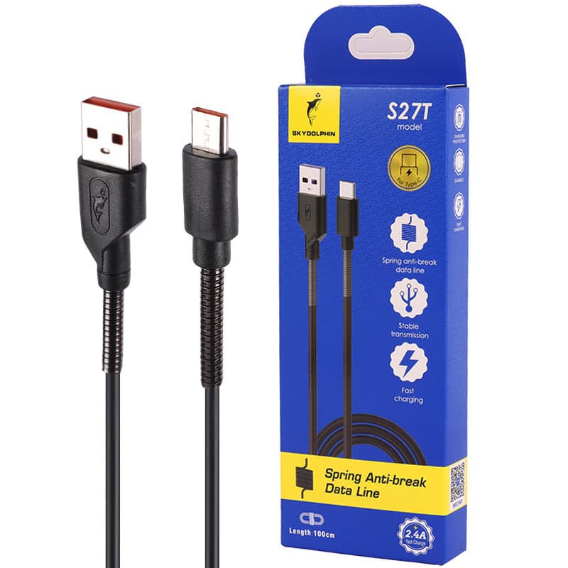 کابل TypeC فست شارژ Sky Dolphin S27T 2.4A 1m — تصویر ۲