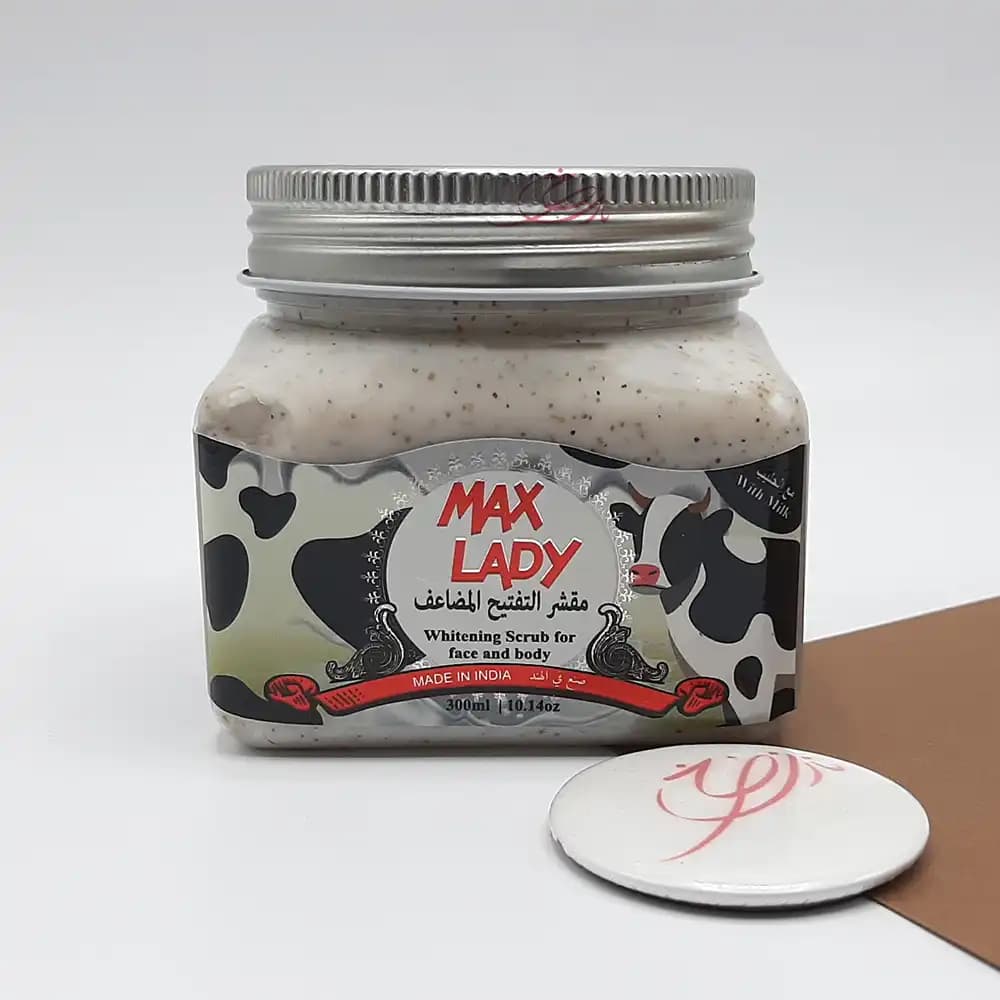 اسکراب مکس لیدی MAX LADY (شنی مناسب صورت و بدن) مدل شیر گاو حجم 300 میلی لیتر