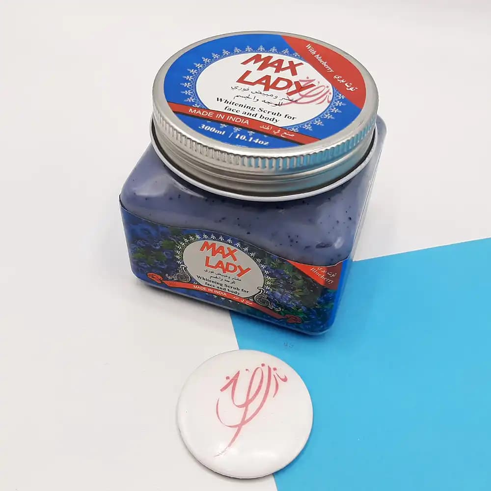 اسکراب مکس لیدی MAX LADY (شنی مناسب صورت و بدن) مدل بلوبری حجم 300 میلی لیتر — تصویر ۳