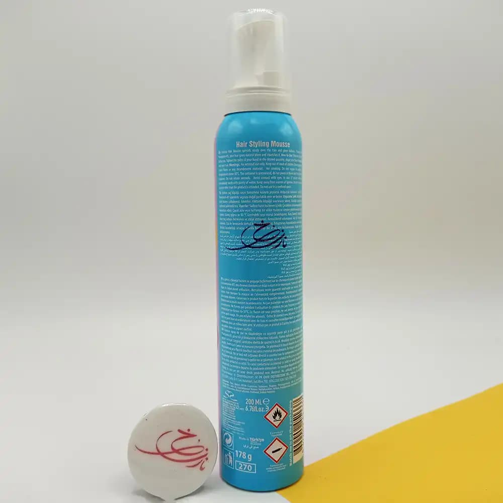 اسپری موس مو فشن Fashion صورتی مدل HAIR STYLING MOUSSE حجم 200 میلی لیتر — تصویر ۳