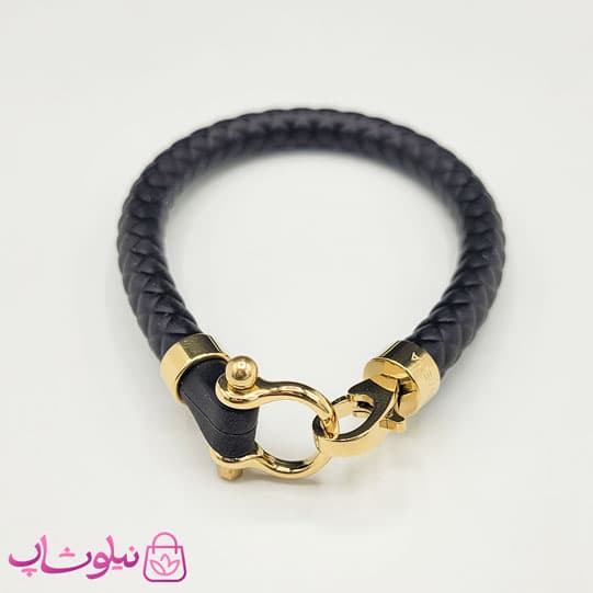 دستبند امگا رابر مشکی با قفل طلایی سایز لارج کیفیت مستر کد 1200 — تصویر ۲