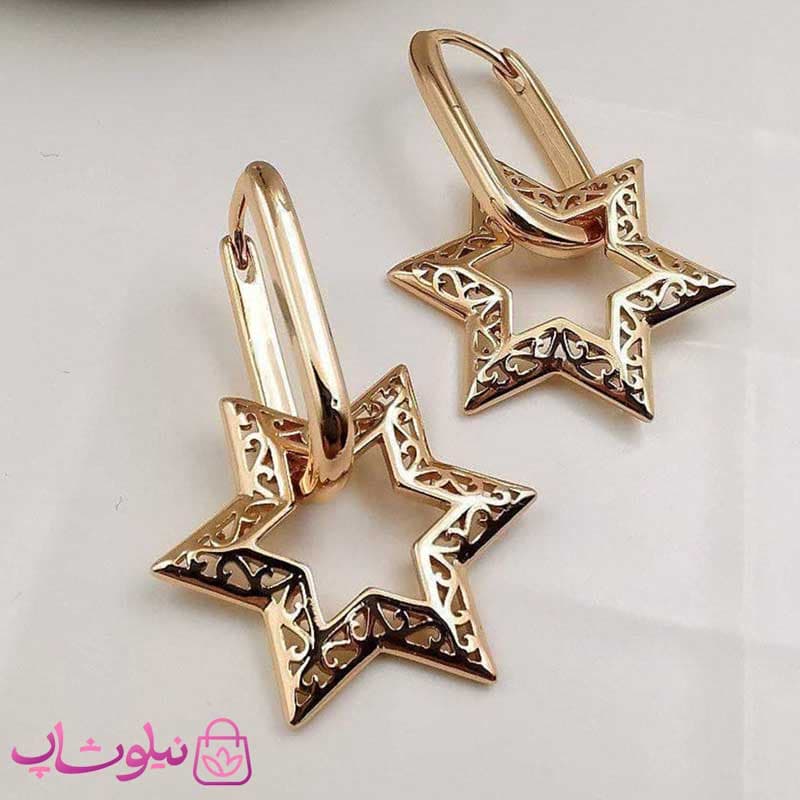 گوشواره آویز ژوپینگ مدل ستاره کد 4272 — تصویر ۳