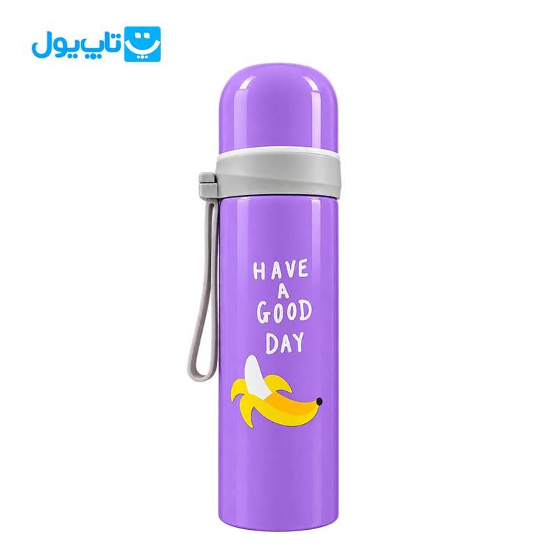 فلاسک استیل دو جداره گرم و سرد طرح میوه Have a Good Day بند سیلیکونی حجم 500 میلیلیتر