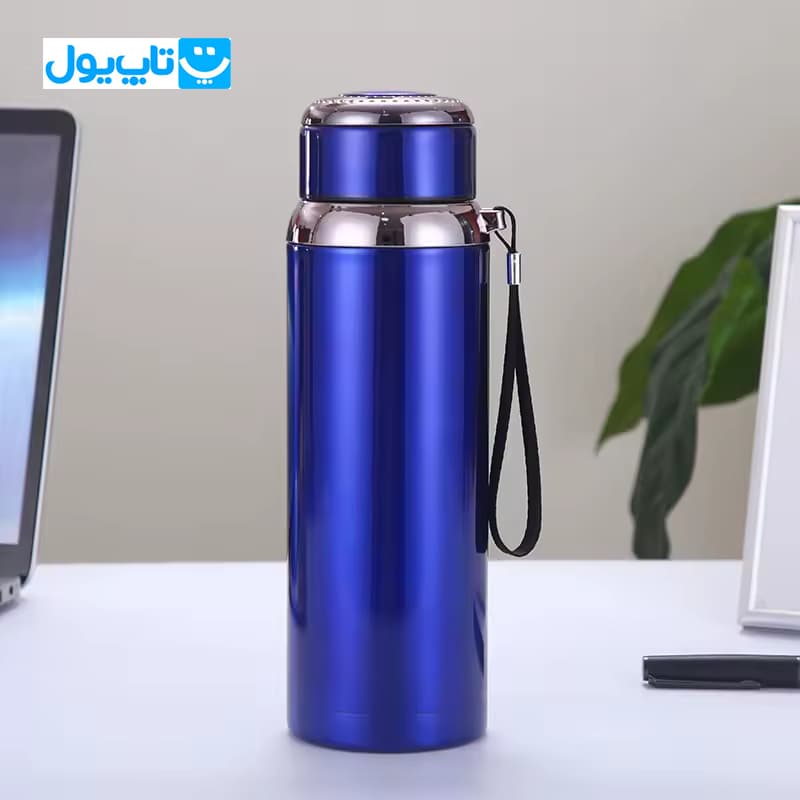 فلاسک دو جداره گرم و سرد وکیوم کاپ Vacuum Cup استیل 316 رنگ آبی حجم ۸۰۰ میلیلیتر — تصویر ۶