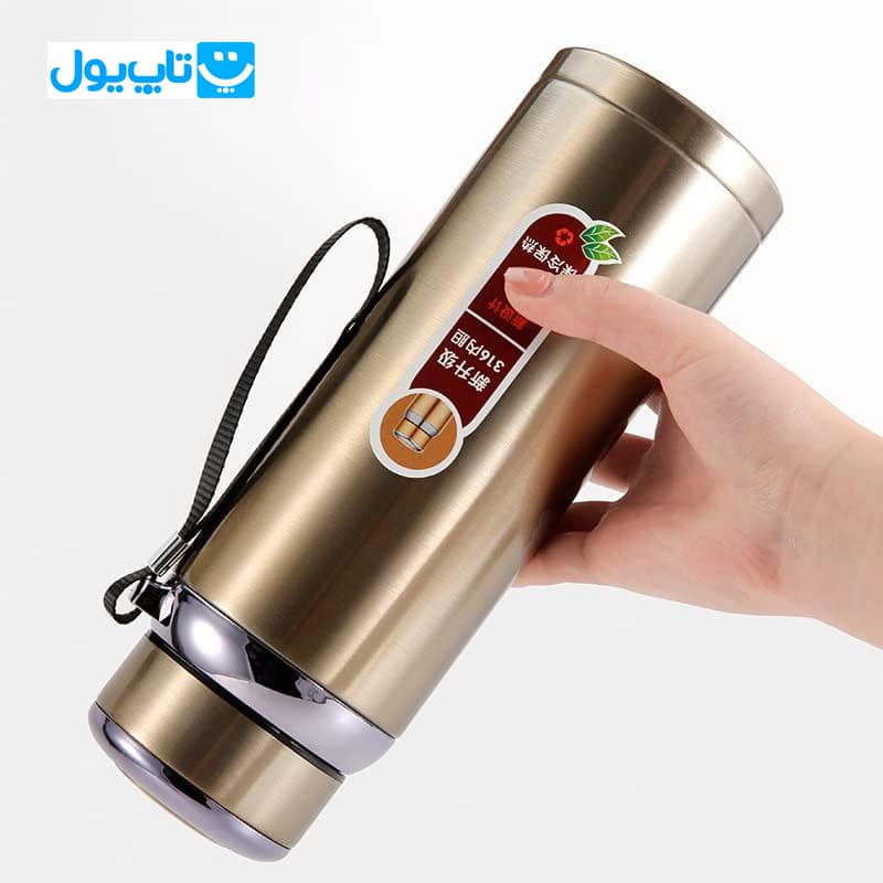 فلاسک استیل دو جداره گرم و سرد وکیوم کاپ Vacuum Cup استیل 316 رنگ بژ حجم 800 میلیلیتر — تصویر ۱۲