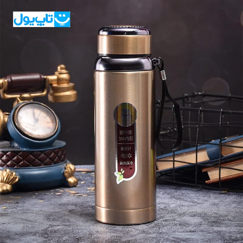 فلاسک استیل دو جداره گرم و سرد وکیوم کاپ Vacuum Cup استیل 316 رنگ بژ حجم 800 میلیلیتر — تصویر ۵