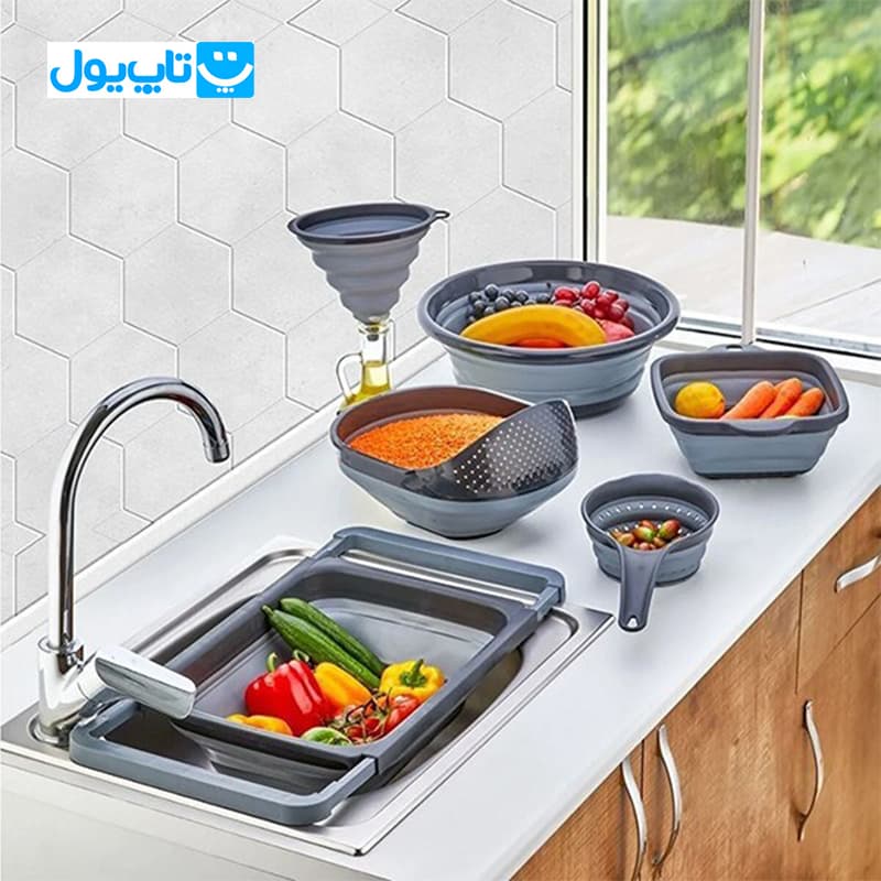 سبد آبکش تاشو سیلیکونی دستهدار کیو لوکس Qlux ترکیه ظرفیت ۱۵۰۰ میلیلیتر — تصویر ۶