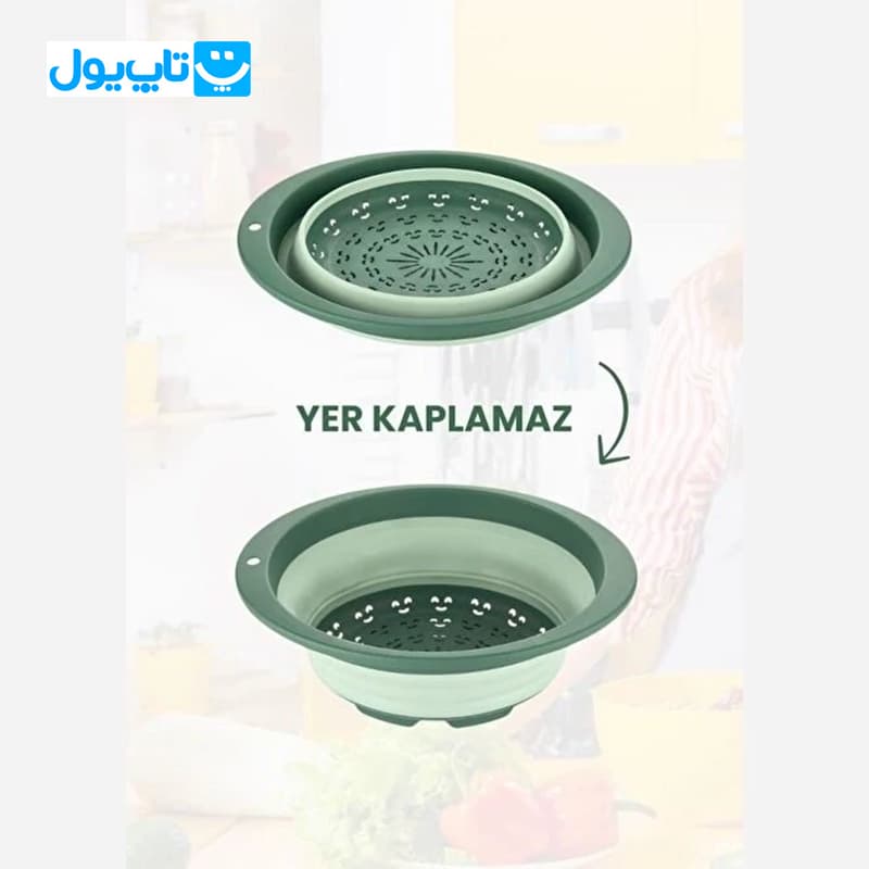 سبد آبکش تاشو سیلیکونی کیو لوکس Qlux مدل بیضی ساخت ترکیه قطر ۳۰ ظرفیت ۳۰۰۰ میلیلیتر — تصویر ۶