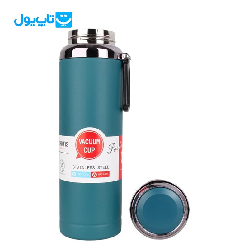 فلاسک استیل وکیوم کاپ Vacuum Cup سرد و گرم رنگ سبز اسپرت مدل در الماسی حجم 800 میلیلیتر — تصویر ۳