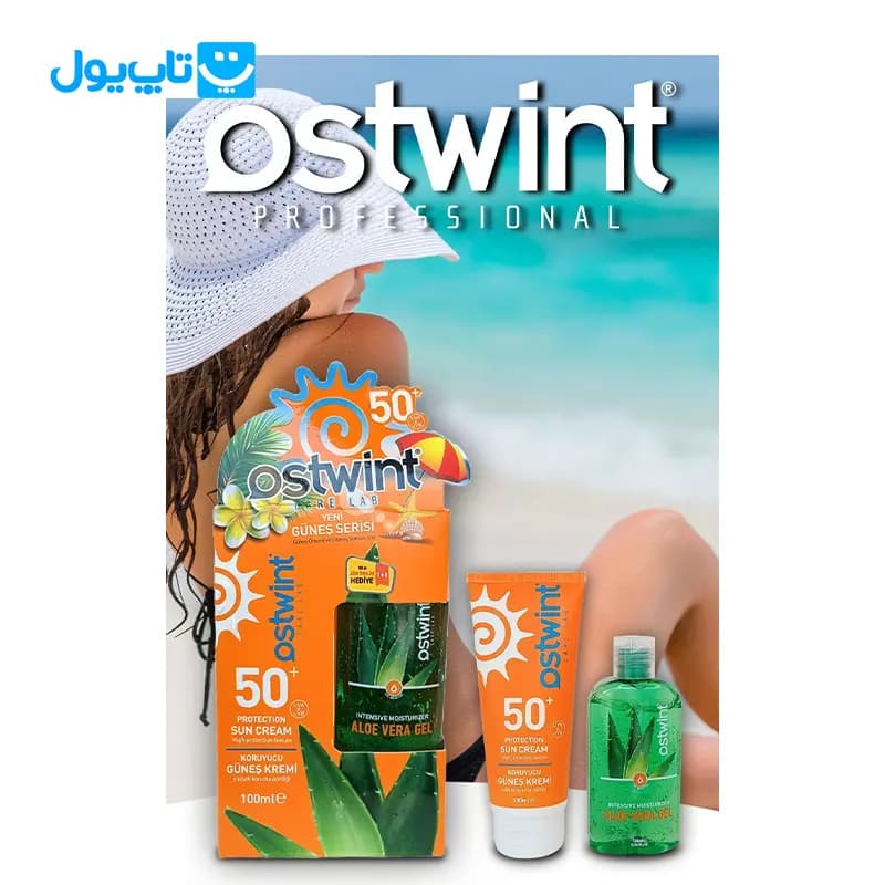 کرم ضد آفتاب استوینت Ostwint بی رنگ SPF 50 همراه با ژل آلوئه ورا حجم 100 میلی لیتر — تصویر ۴