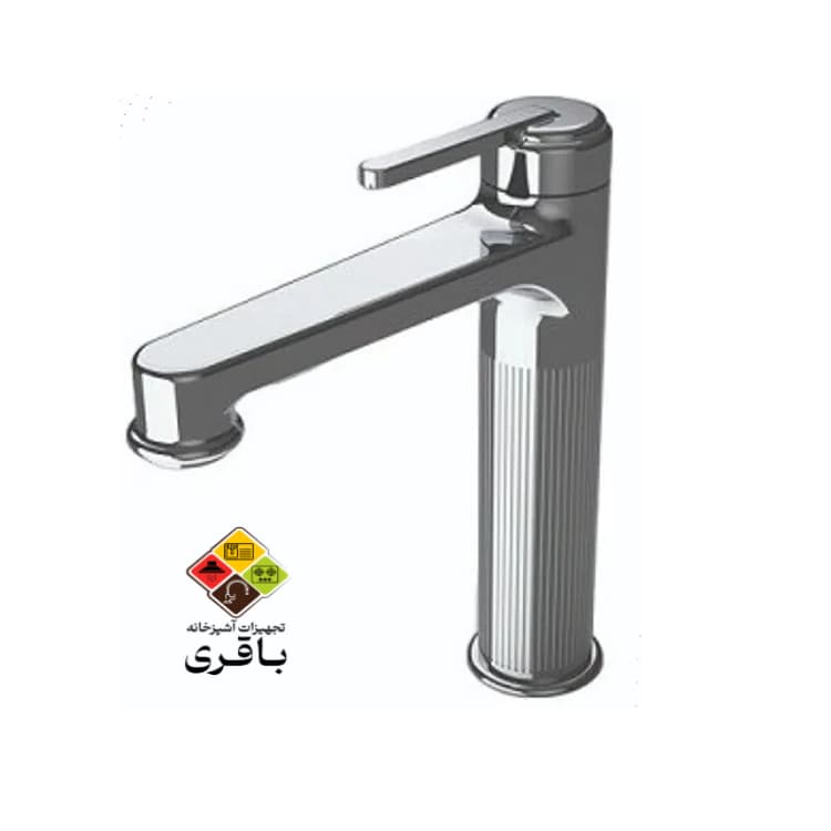 شیر روشویی پایه بلند راسان مدل رزالین کروم مات — تصویر ۲