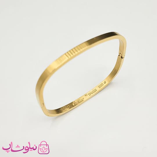 دستبند زنانه مدل کارتیه مربعی استیل طلایی رنگ کد 450
