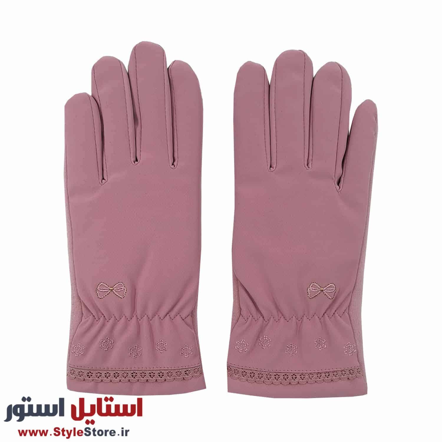 دستکش زنانه مدل پاپیون کد 1470 رنگ صورتی