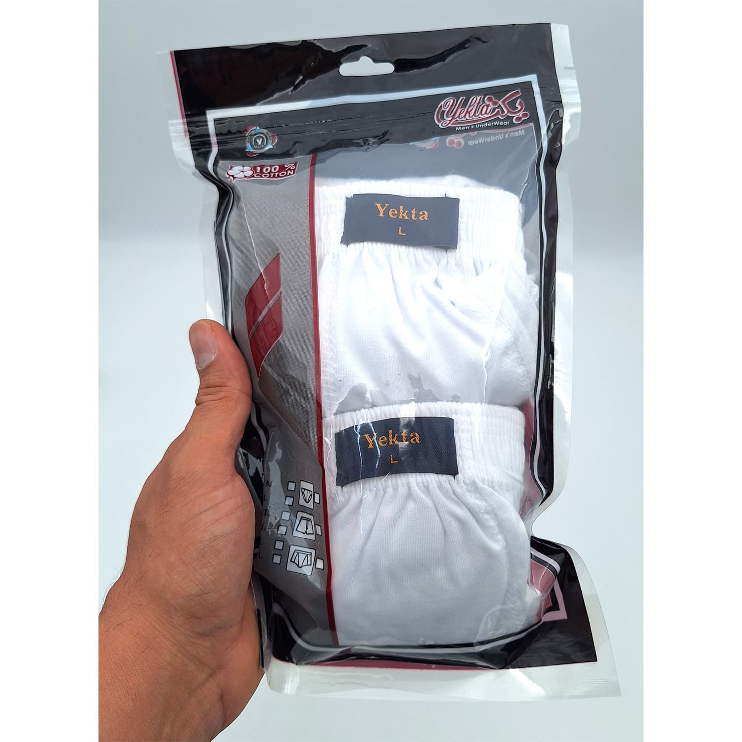 شورت مردانه پادار نخی یکتا کد 2162 بسته 2 عددی (سفید،مشکی و رنگی) — تصویر ۵