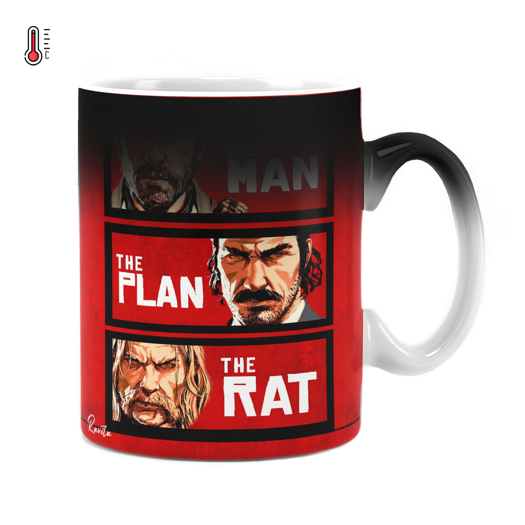 ماگ حرارتی راویتا طرح آرتورمورگان داچ وندرلیند و مایکا بل رد دد ردمپشن ۲ Red Dead Redemption 2 کد 3931