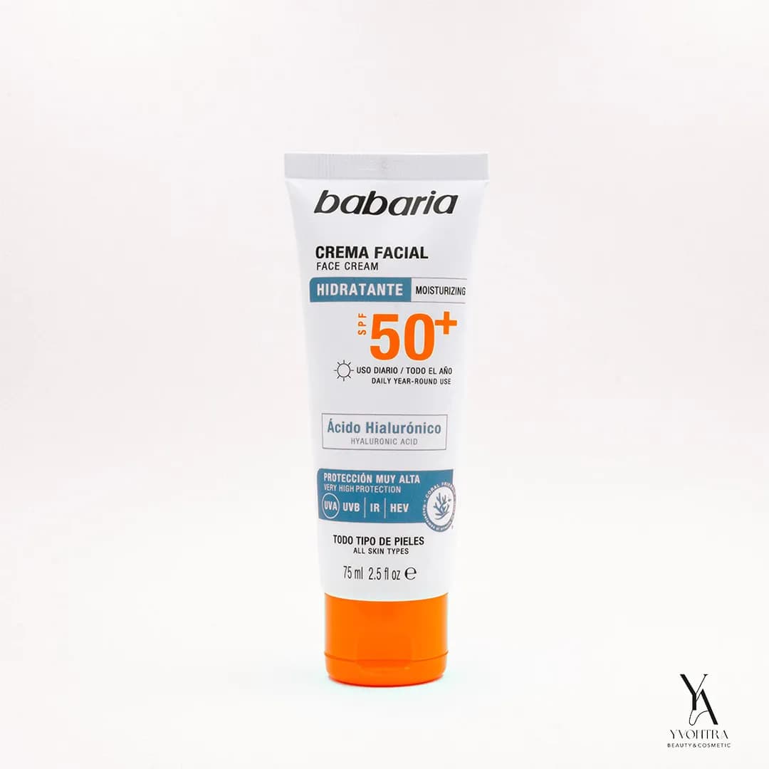 کرم ضدآفتاب هیالورونیک اسید باباریا BABARIA با SPF50 حجم 75 میل — تصویر ۲